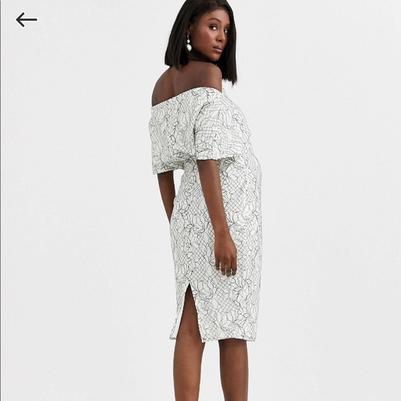 Maternity shoulder lace midi dress - Picture 3 of 4